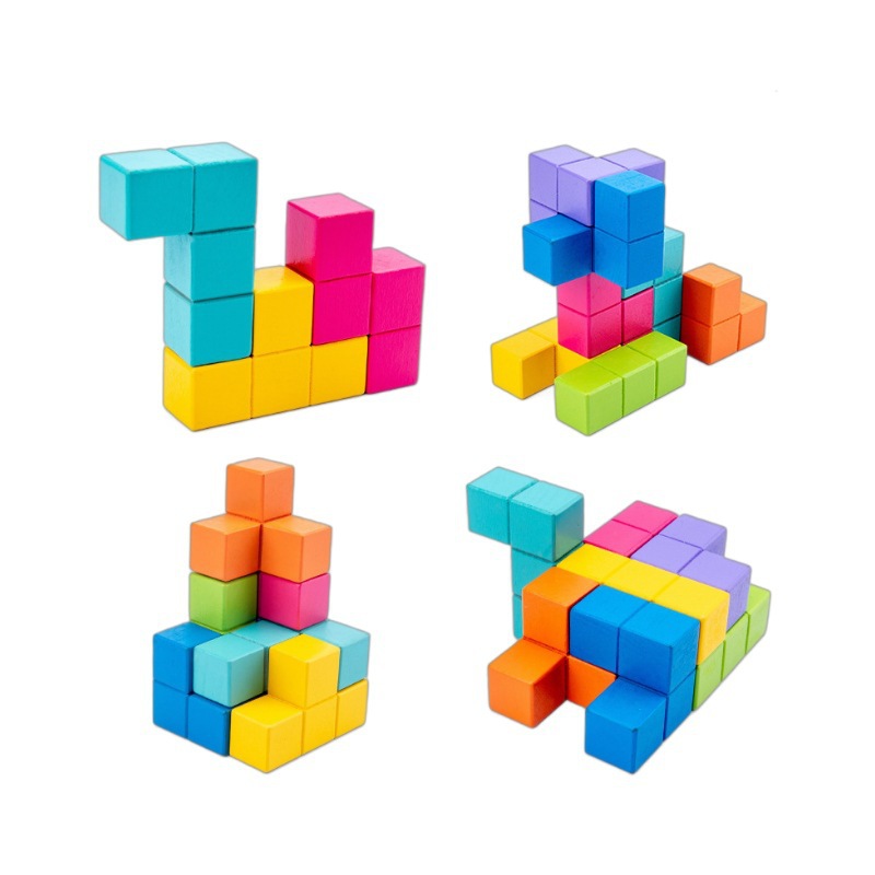 Weiweihu Cubo de Rubik ruso de madera para niños Entrenamiento de pensamiento Cubo Soma tridimensional Conjunto de bloques de construcción de juguetes educativos