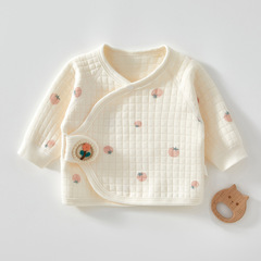 Newborn Baby Half Back Shirt Spring and Autumn Season 0-3 Months Pure Cotton Category A Winter Boneless Air Cotton Warm Half Back Top