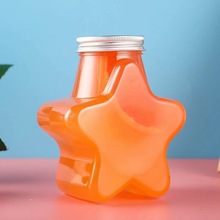 創意星星瓶透明果汁瓶特色糖果罐冷飲五角星瓶網紅奶茶瓶logo印刷