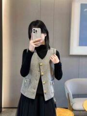 2025春秋新款小香风马甲外套女法式别致高级感小个子坎肩宽松外套