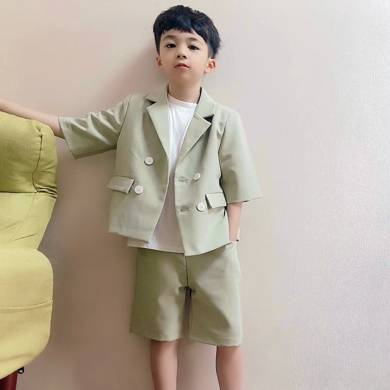 Completo estivo per bambini, set di blazer a 3 pezzi, abbigliamento formale per damigella d'onore, abbigliamento per spettacoli per ragazzi dagli 8 ai 16 anni._voghion.com