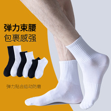 袜子男士夏季薄款中筒纯色运动中长短筒袜棉长筒袜透气吸汗中筒袜