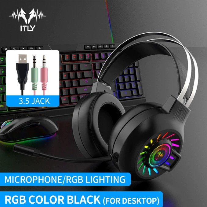 Игровая гарнитура (Itly H200 RGB), 7.1 Surround, RGB подсветка, проводное соединение 3.5 мм+ USB