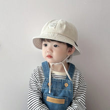 宝宝帽子渔夫帽2025春季婴幼童韩版简约遮阳防晒盆帽男童帽子棉