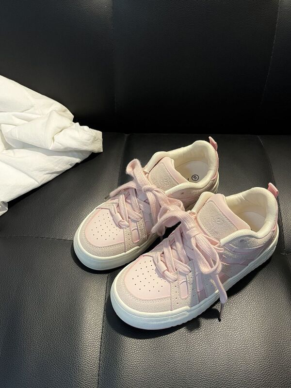 Girly Pink German Training Shoes for Women, Autumn Versatile Student Sweet Girl Affordable Sports Casual Skate Shoes Trendy