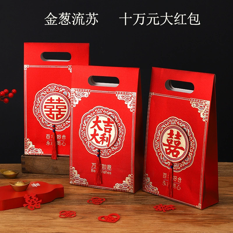 New Tassel Ten Thousand Yuan Envelope, Extra Large Red Envelope, Engagement Gift, Two Thousand Yuan, Five Thousand Yuan, Three-Dimensional Patch, Large Red Envelope Bag