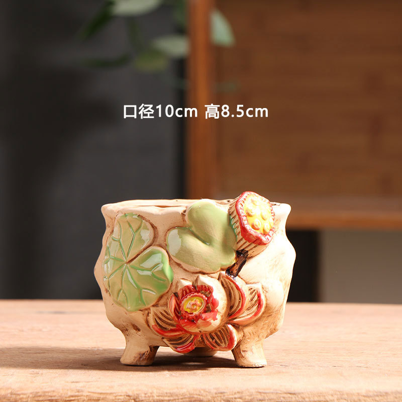 Lutang luna de color maceta de cerámica especial balcón doméstico cerámica gruesa pequeña maceta de cerámica especial al por mayor