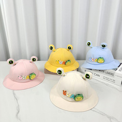 嬰兒盆帽新款春夏青蛙薄款漁夫帽男女童帽可愛超萌帽子卡通防曬帽