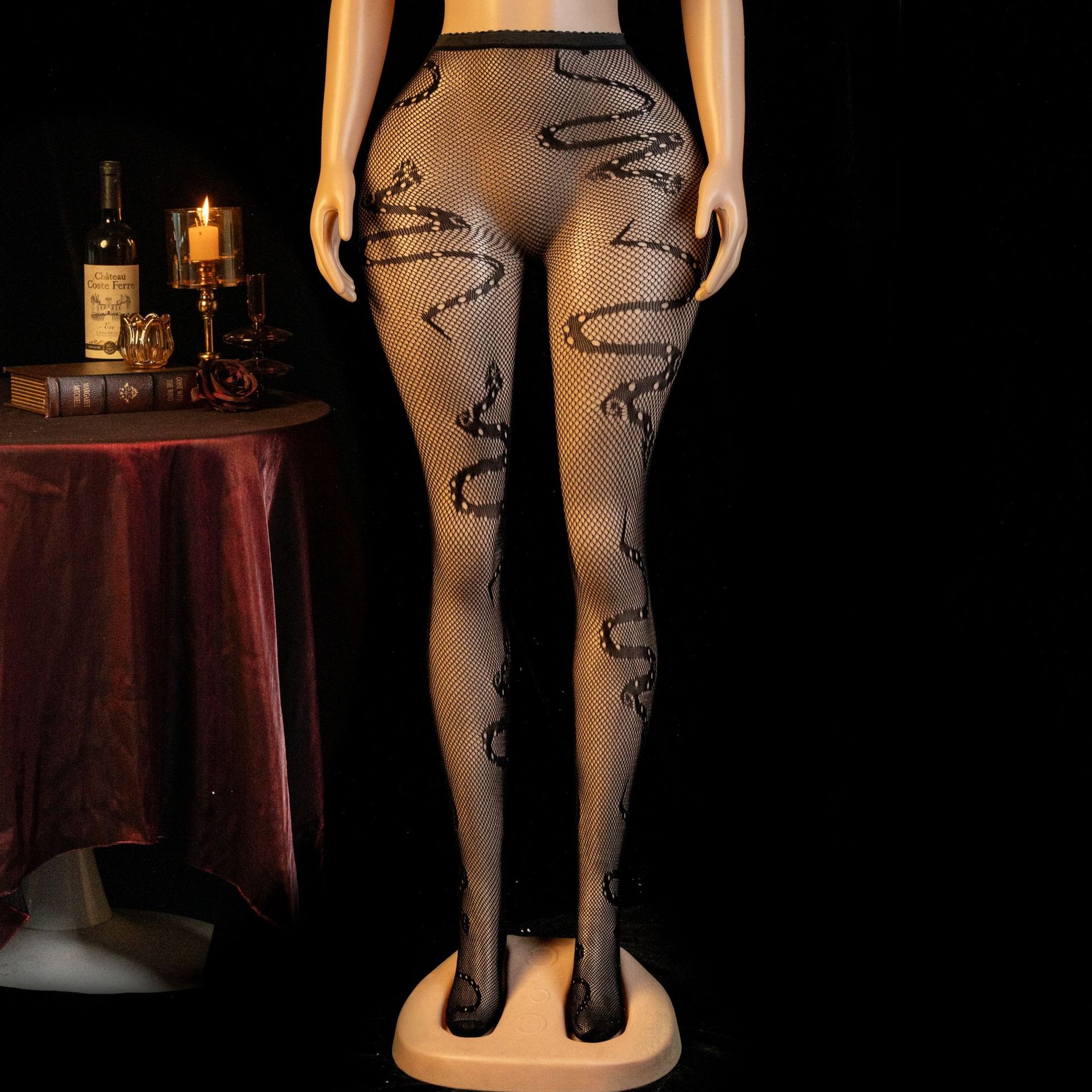 Yue mariposa amor calcetines Halloween serpiente chica de seda negra pura deseo agujero malla pantalones de red de pesca 20598