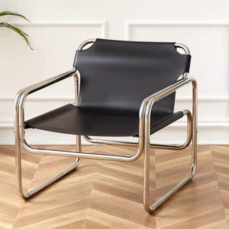 Silla de ocio de cuero de silla de montar de estilo medieval, silla de respaldo reclinable, sofá individual, balcón, silla de recepción de alojamiento residencial del hotel
