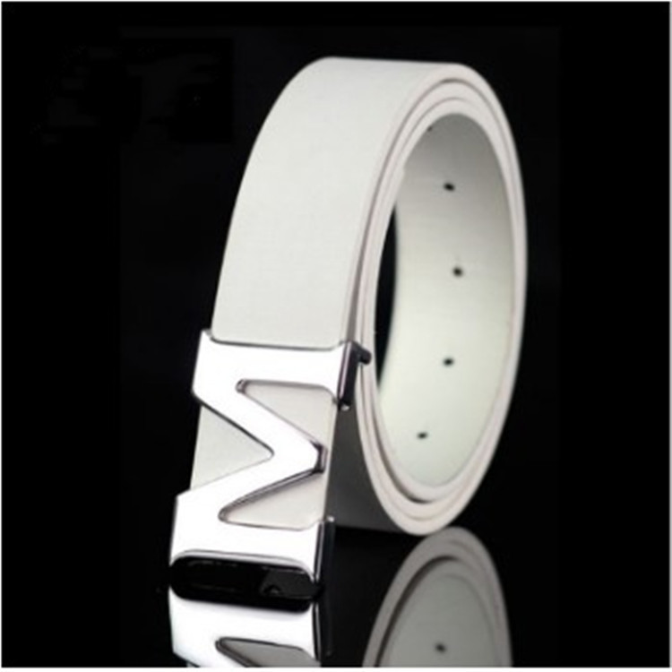 Elegant Men's Smooth Buckle Belt, Fashion Alloy Letter Belt_voghion.com