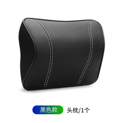 Genuine Leather Car Headrest and Headrest - new-genuine-leather-memory-foam-headrest-black-white-line-single