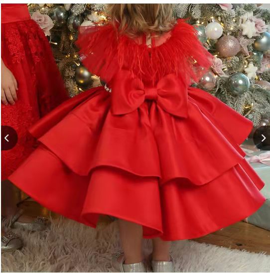 Rotes Prinzessinnenkleid Für Blumenmädchen Zur Hochzeit_voghion.com