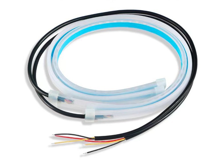 New Style Daytime Running Lights Ultra-Thin Light Guide Strip 30 45 60cm Dual-Color Flowing Light Car Decorative Light White and Yellow Turn Signal Light