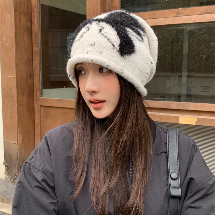 日系软糯包头针织堆堆帽女显脸小秋冬护耳保暖毛线帽网红百搭冷帽|undefined