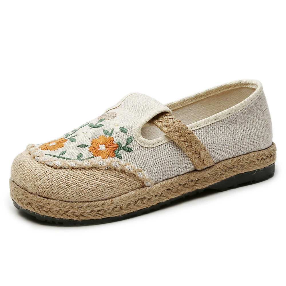 New embroidered flax cloth shoes DX-16 original light-mouth single shoe craft car stitching casual shoes