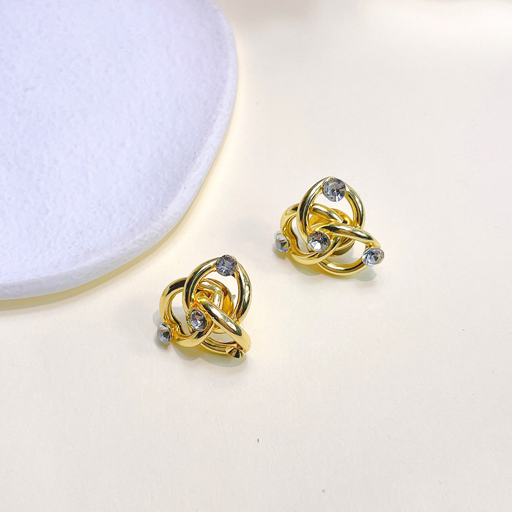 1 Pair Simple Style Geometric Flower Alloy Inlay Rhinestones Womenu0027S Ear Studs