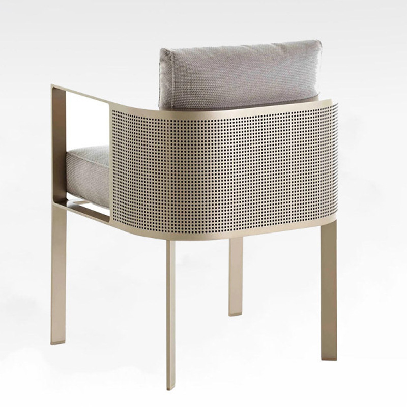 Sofá de acero inoxidable al aire libre patio terraza ocio muebles de metal a prueba de lluvia balcón de protección solar mesa de comedor ocio silla de comedor image 6