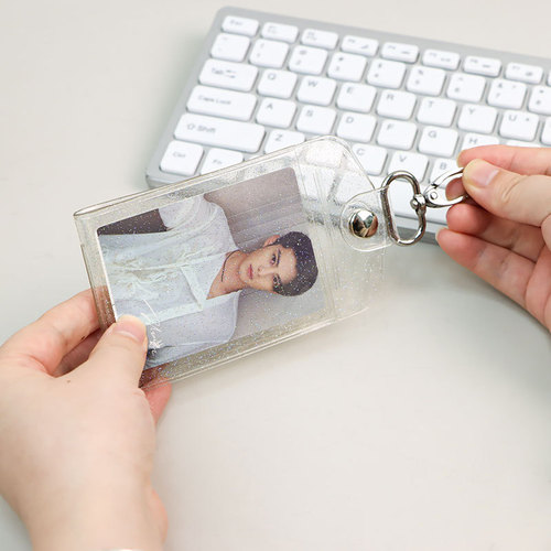 Four card positions soft leather ins style Japanese and Korean transparent glitter creative bus card meal card student buckle card sleeve card bag