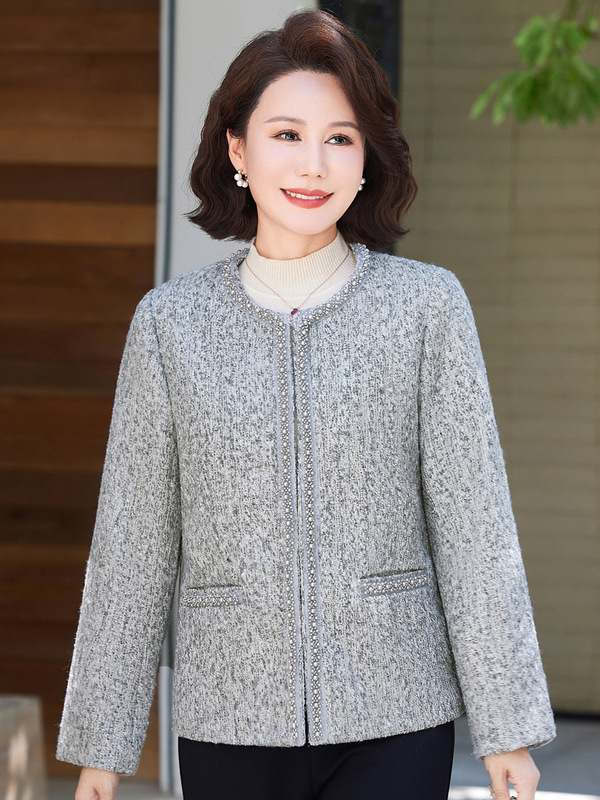 2025秋季新款小香风毛呢外套时尚休闲阔太太洋气减龄中老年妈妈装|undefined