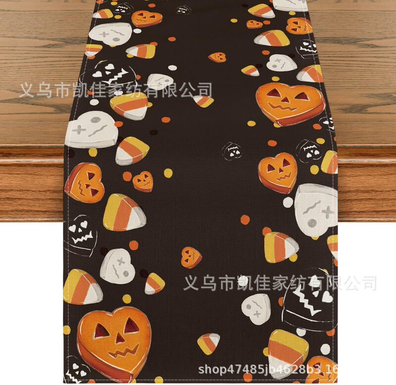 新型国境を越えたハロウィーンテーブル旗カボチャテーブル旗テーブル装飾亜麻材質メーカー直販|undefined