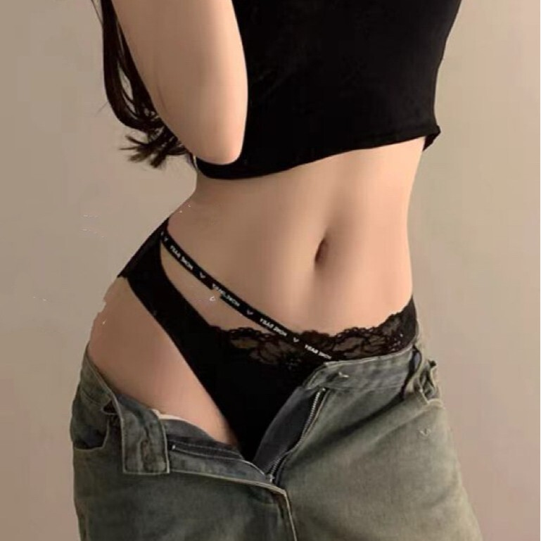 Sweet and Spicy Fairy Sexy Lettered Thin Strap Lace Comfortable Low-Waist Women's Briefs
