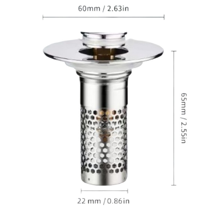 美規の小さいサイズの洗面器のスプリングバックのフィルタネットは圧力式の洗面器の洗面器の水漏れの栓を押して防臭して塞ぐことを防止します。|undefined