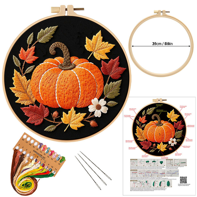 Nuevos productos bordados de calabaza DIY material manual paquete de tela aguja y hilo conjunto inglés transfronterizo