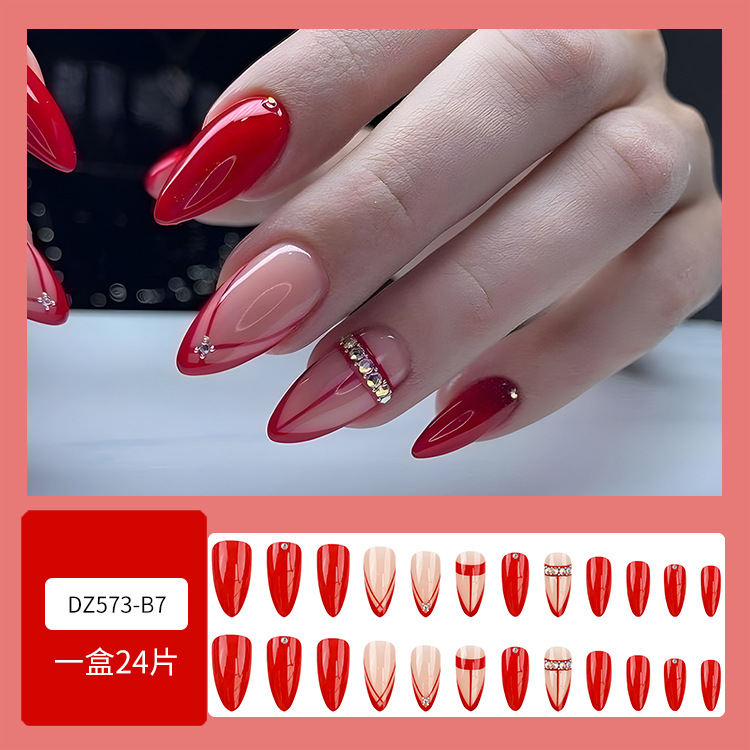 Parche de uñas postizas, uñas francesas europeas y americanas, uñas de uñas de uñas de uñas de diamantes de uso transfronterizo, productos terminados al por mayor de nails