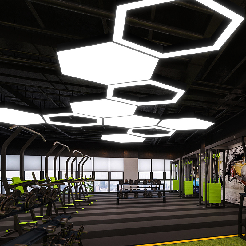 六边形造型吊灯创意个性led蜂巢组合办公室网咖健身房工业风灯具