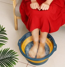 新款折叠泡脚桶 家用便携式洗脚盆 手提按摩足浴盆高深桶现货批发