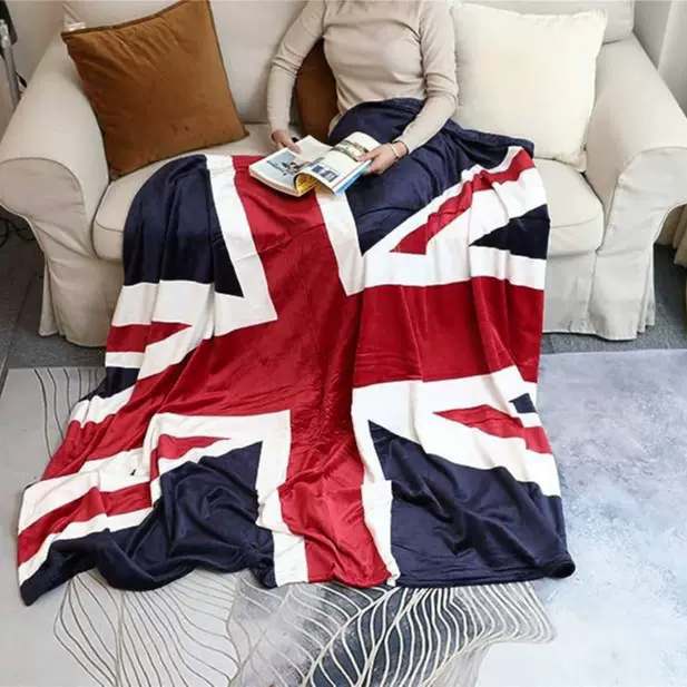 哇噢定制法兰绒毛毯国旗图案热销定做盖毯午睡加厚毯子