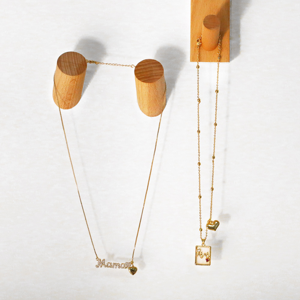 fashion heart-shaped MAMA pendant copper zircon necklace