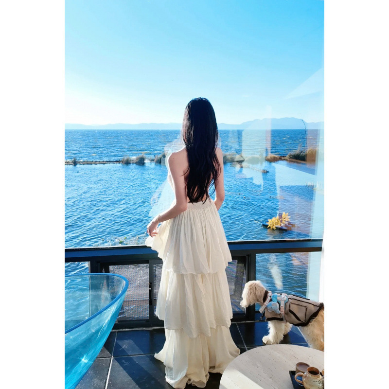 Seaside Venus Neck Atmosphere Bohemian Elegant Holiday Dress