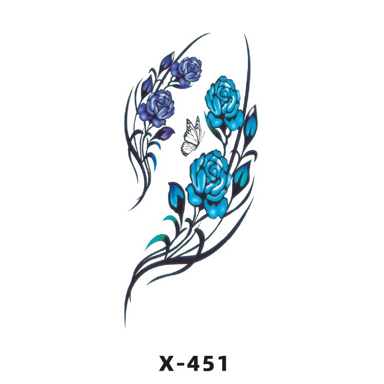 Arco de flor pequeña pegatinas de tatuaje fresco 3D dibujos animados transfronterizo Henna rosa impermeable texto en inglés pegatinas de tatuaje