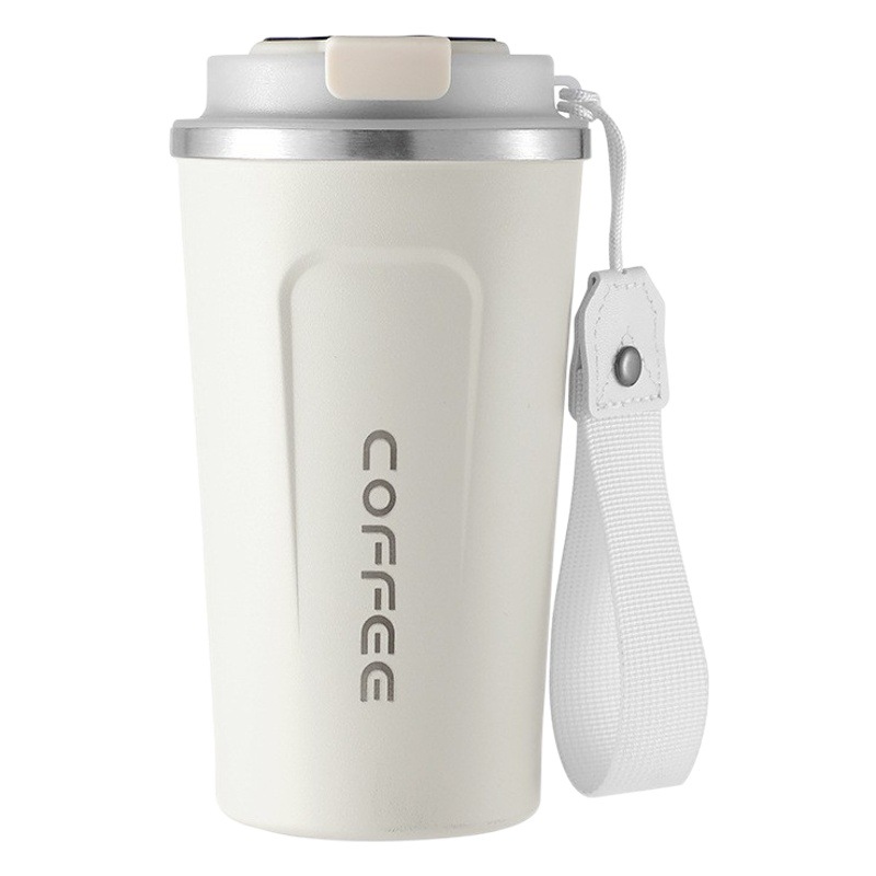 Cubierta transparente transfronteriza 304 taza de café de acero inoxidable taza de vacío de medición de temperatura inteligente con cuerda taza portátil de coche