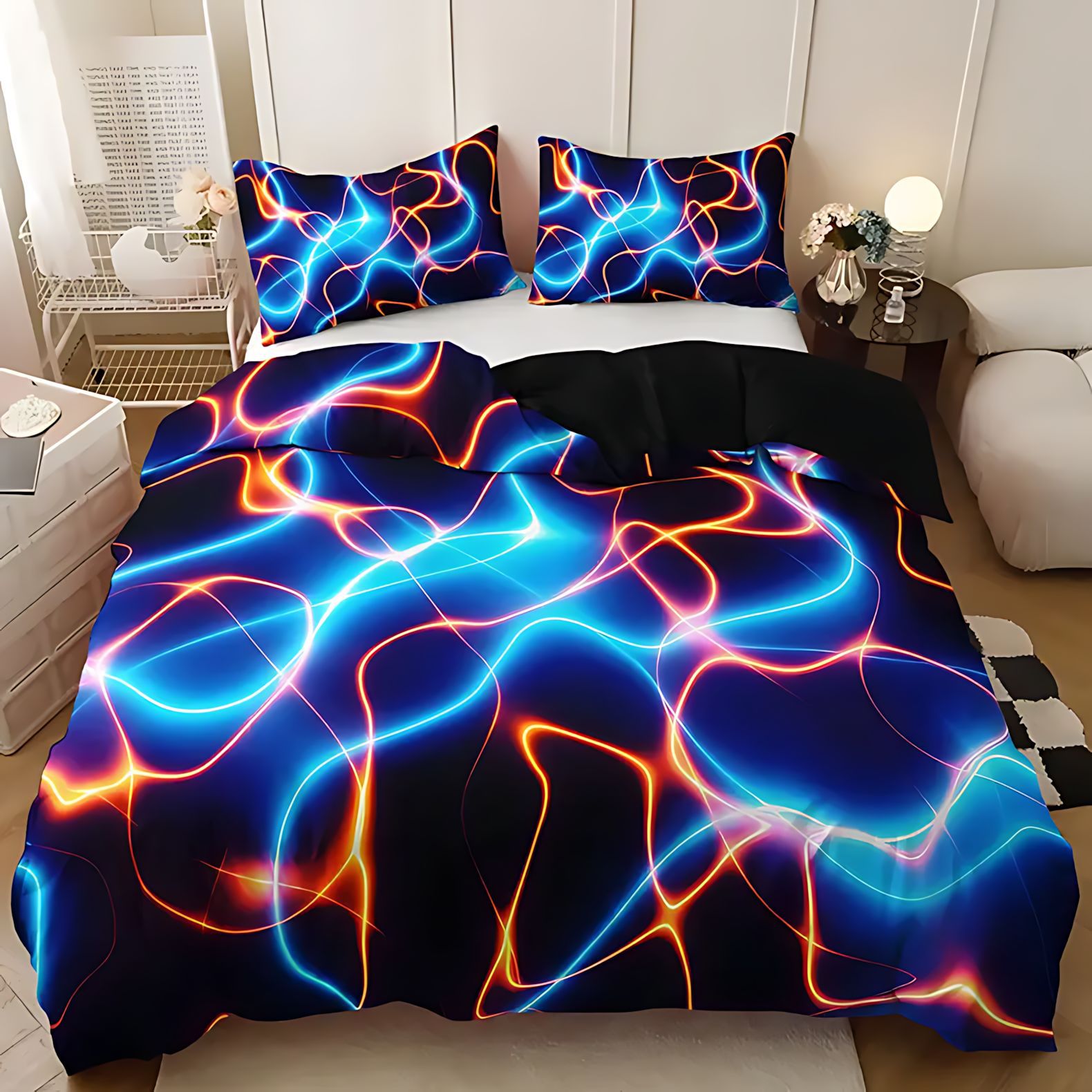 TEMU / JIT Amazon líneas modernas abstractas transfronterizas impresión digital 3D abrasivo conjunto de edredón para diseñar