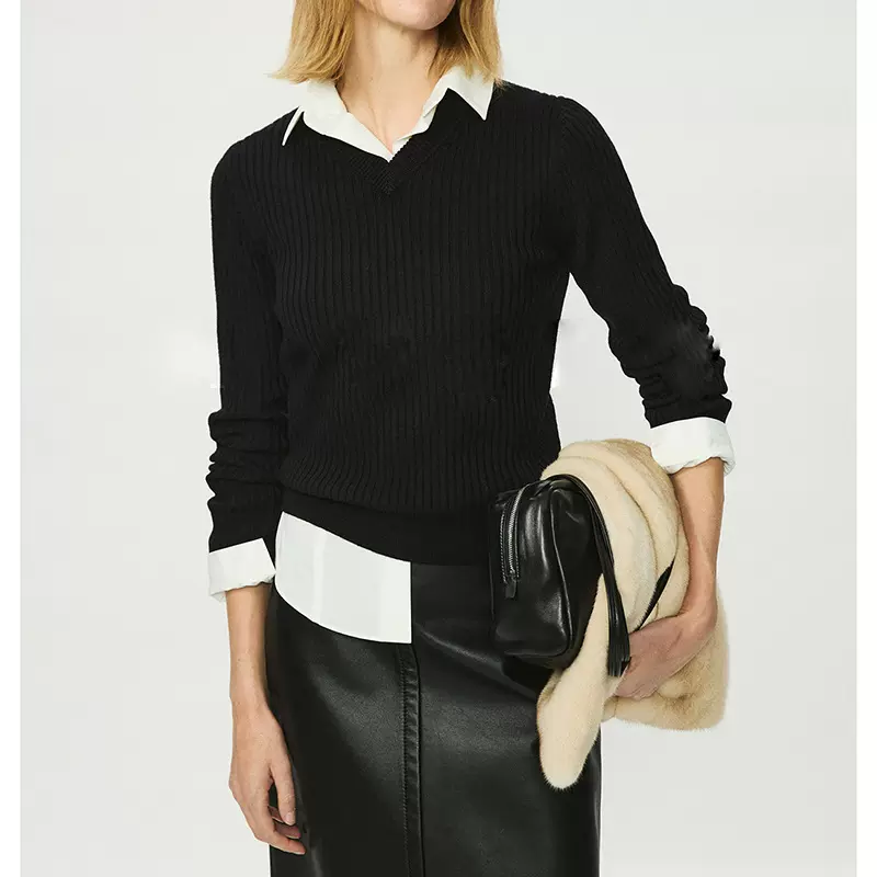 CES｜90S年代秀场扬子立体坑条V领/圆领毛衣2025秋冬上衣