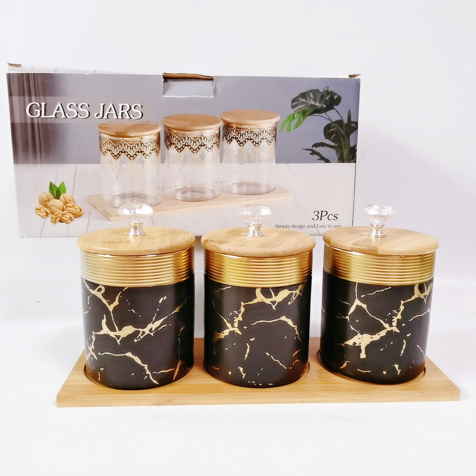 Exportación exportación saudita cerámica sellado tarro cocina multi-grano almacenamiento tarro con madera café té tarro