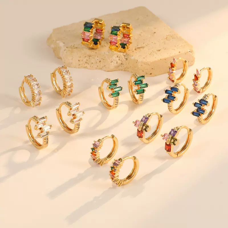 亚马逊爆款复古轻奢彩色锆石个性耳扣时尚百搭小众设计简约耳环女