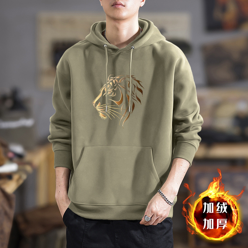 Suéter hombre encapuchado primavera y otoño estilo americano pesado pesado invierno más chaqueta de terciopelo nuevo abrigo de hombre de otoño