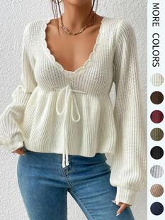 D 73096 Ruffled hem pullover sweater ���~߅ȹ�[���^ë�����u