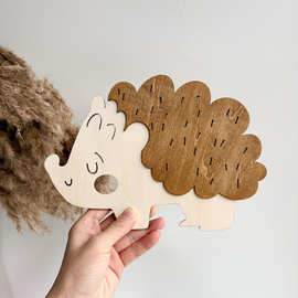 北欧ins风木质立体刺猬墙贴家居壁饰儿童房客厅卧室免钉自粘墙饰