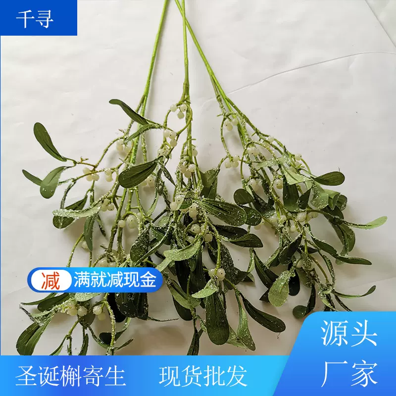 厂家批发圣诞装饰槲寄生仿真叶子家居软装装饰品仿真绿植