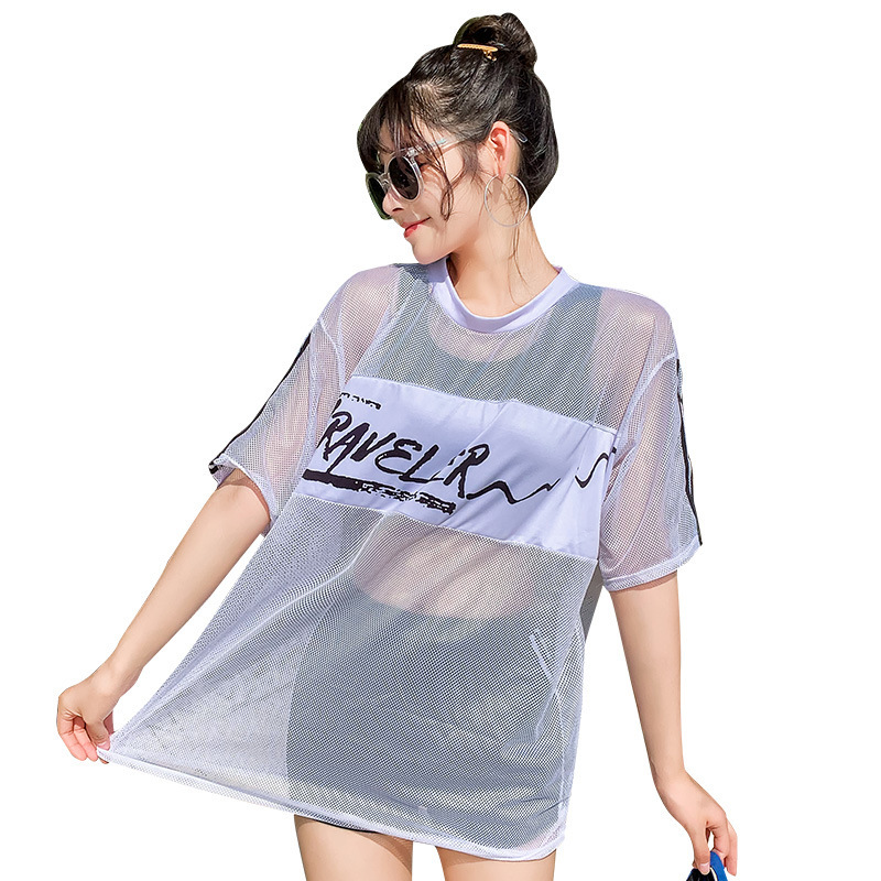 Dividir traje de baño de tres piezas de las mujeres en stock pelo recto deportes suelta carne cubierta traje de baño pequeño pecho push up traje de baño de aguas termales