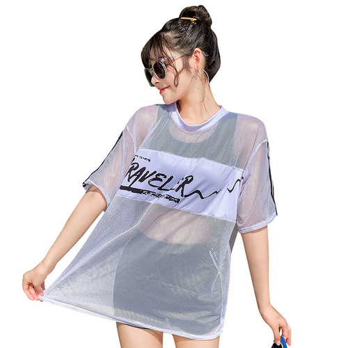 One-piece three-piece swimsuit for women, straight hair, sporty, loose, hides fat, swimsuit for small breasts, gathers, suitable for hot spring baths