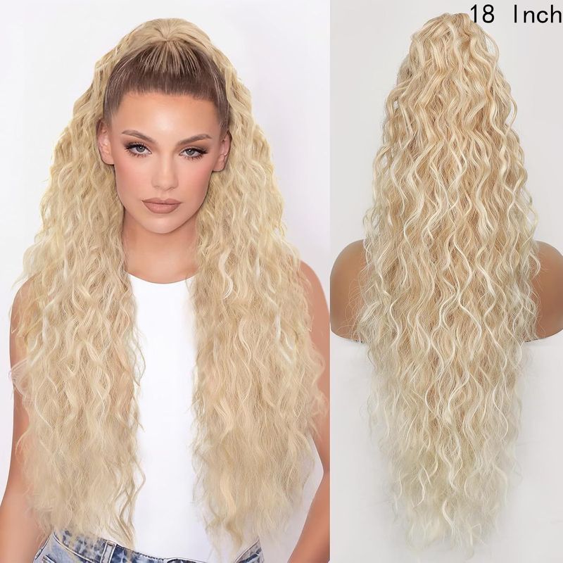 Xuchang ウィッグ Yuanyang 18inch ポニーテールウィッグ女性用ウールカーリーロングカーリーヘアコーンパーマウォーターリップルポニーテールウィッグ女性用|undefined