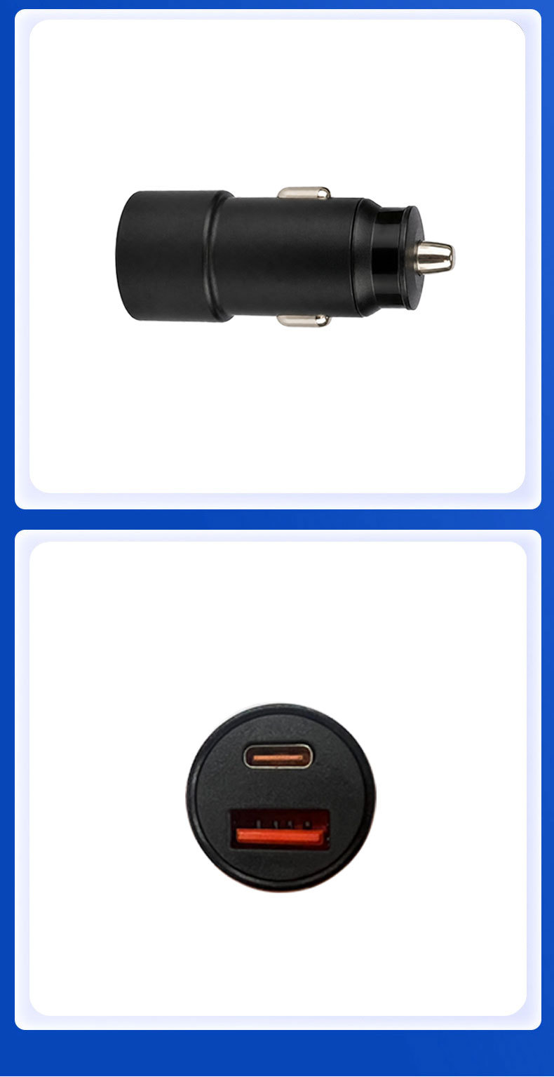 Car charger with dual Type-C ports 5V2.4A, dual-port fast charging cigarette lighter adapter suitable for Android and Apple devices