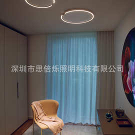 现代极简LED创意C形吸顶灯设计师客厅北欧书房卧室灯手势控制调光