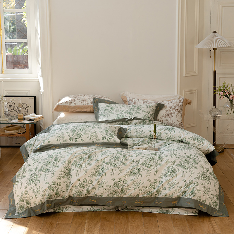 Nordiskt vintage boho 4 delars bäddset i bomull_voghion.com